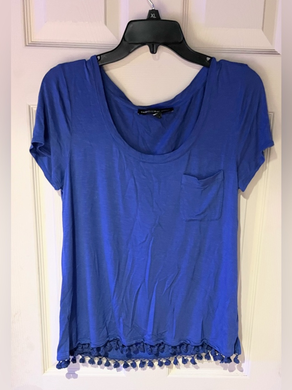 White House Black Market Cobalt Scoop Neck Short Sleeve Top with